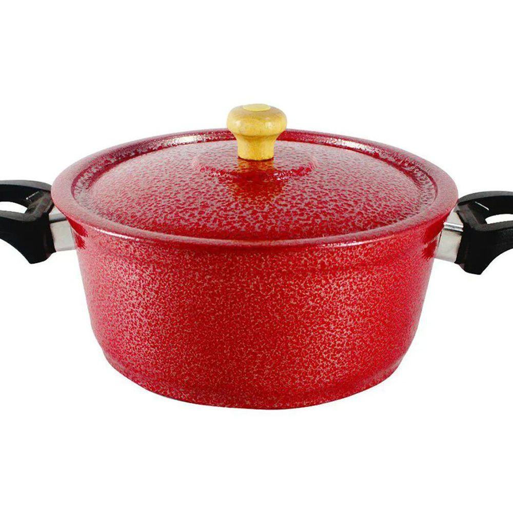 Caçarola de Alumínio Craqueada Alça Baquelite Vermelha 22cm - 1