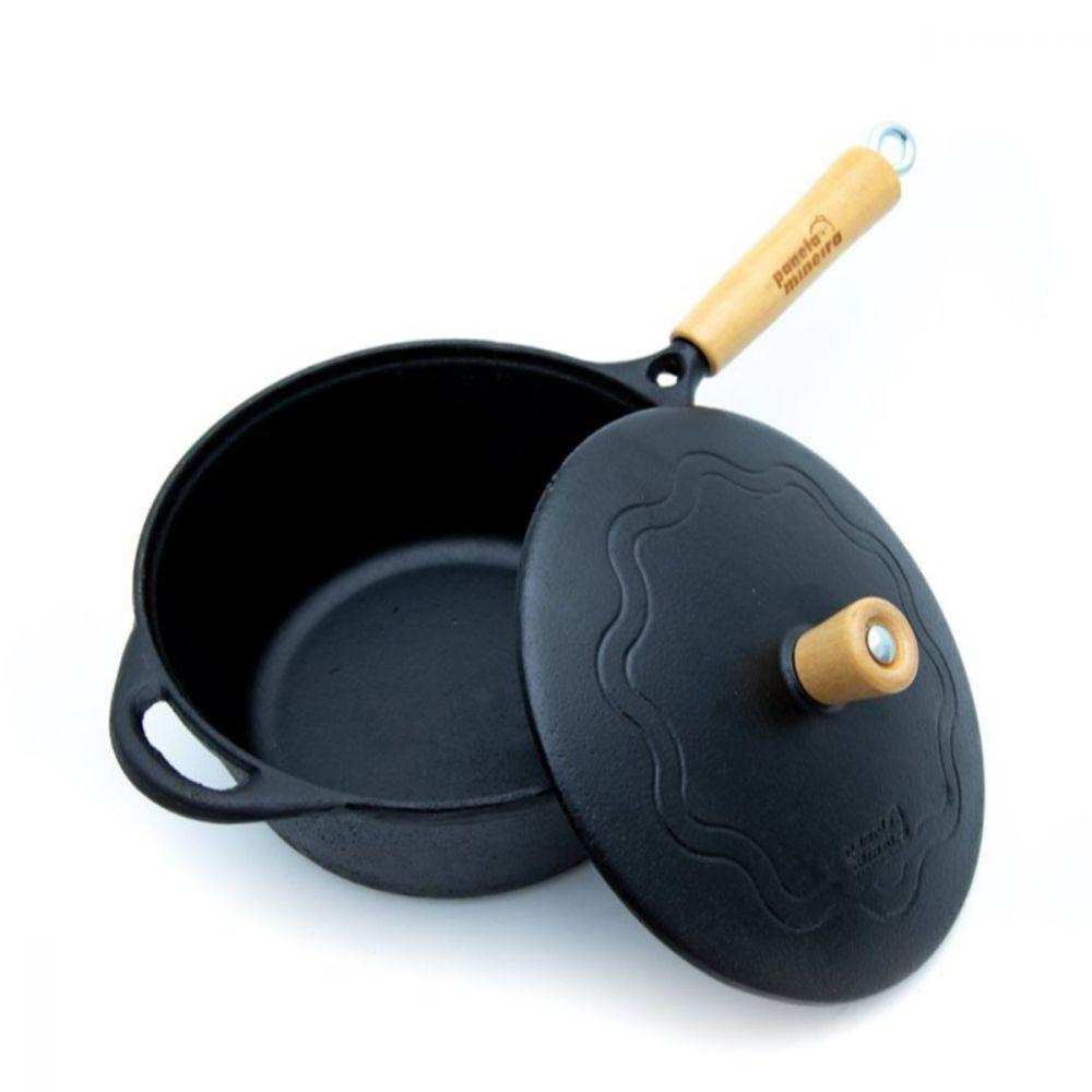 Caçarola Cabo de Madeira Tampa de Ferro 1,2 Litros 17cm. - 2