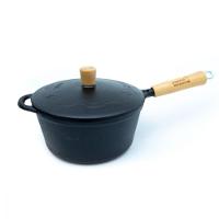 Caçarola Cabo de Madeira Tampa de Ferro 1,2 Litros 17cm. - 1