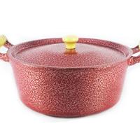 Caçarola Reta Craqueada Alumínio Alça Madeira Vermelha 20cm - 1