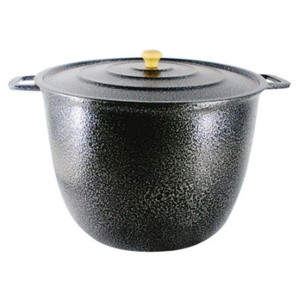 Caldeirão Alça Alumínio Craqueado Com Tampa 16,7L 34cm Preto - 1