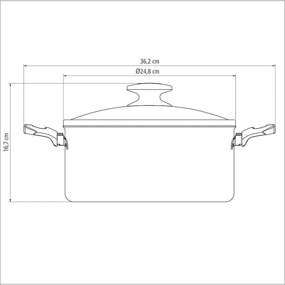 Caçarola Loreto Alumínio Revestimento Antiaderente Starflon 24 Cm 4,9 L Grafite - 2