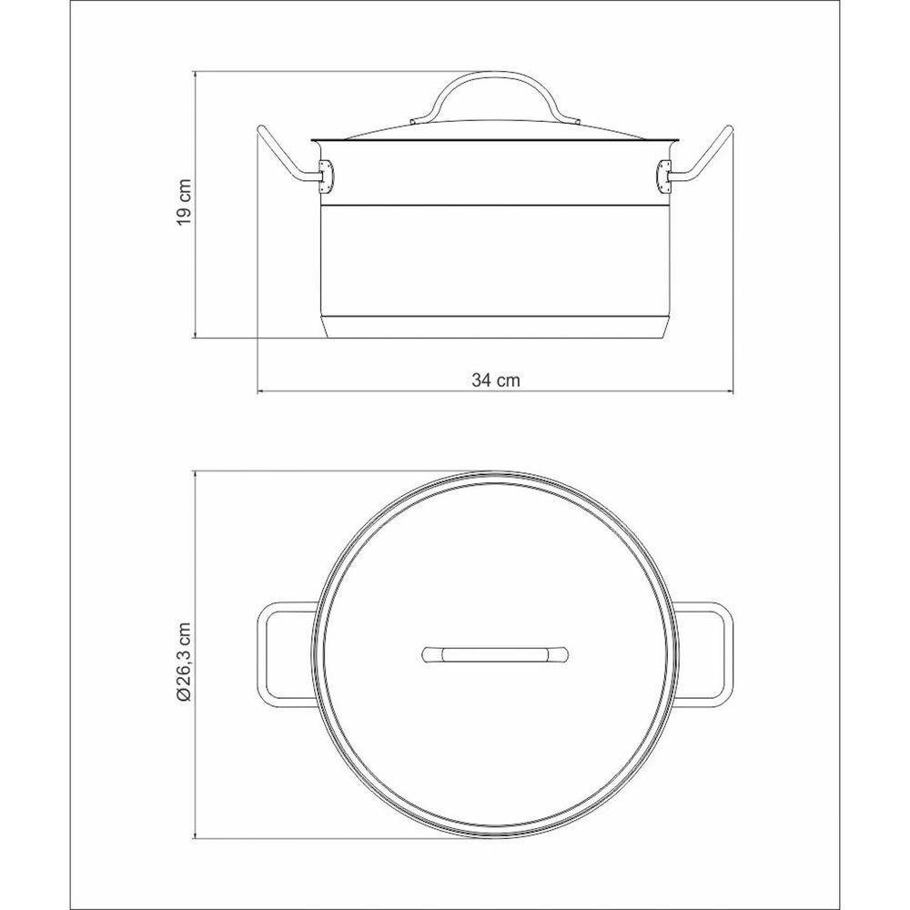 Caçarola Professional Funda Em Aço Inox Fundo Triplo Com Tampa Plana Detalhe Satinado 24 - 2