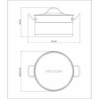 Caçarola Professional Funda Em Aço Inox Fundo Triplo Com Tampa Plana Detalhe Satinado 24 - 6