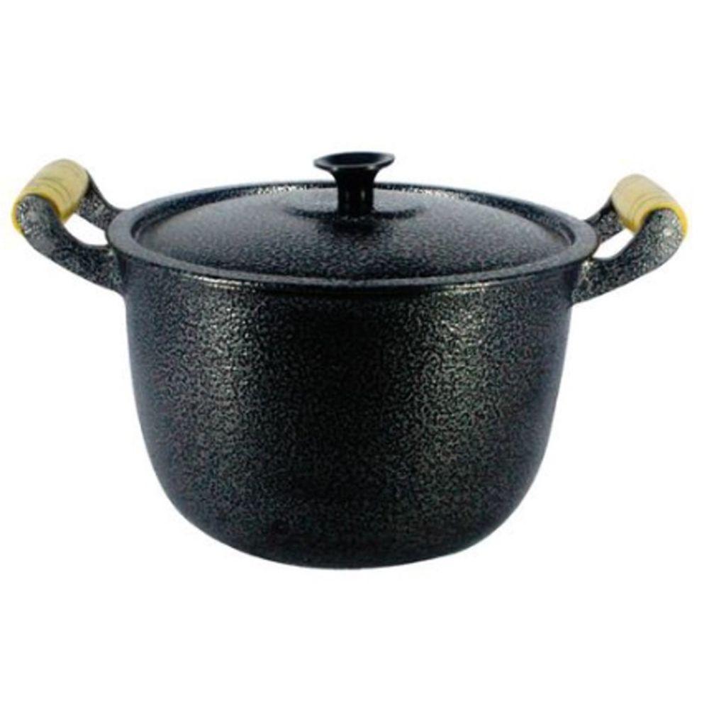 Caldeirão Alumínio Fundido Craqueado Alça de Madeira 12cm - 1