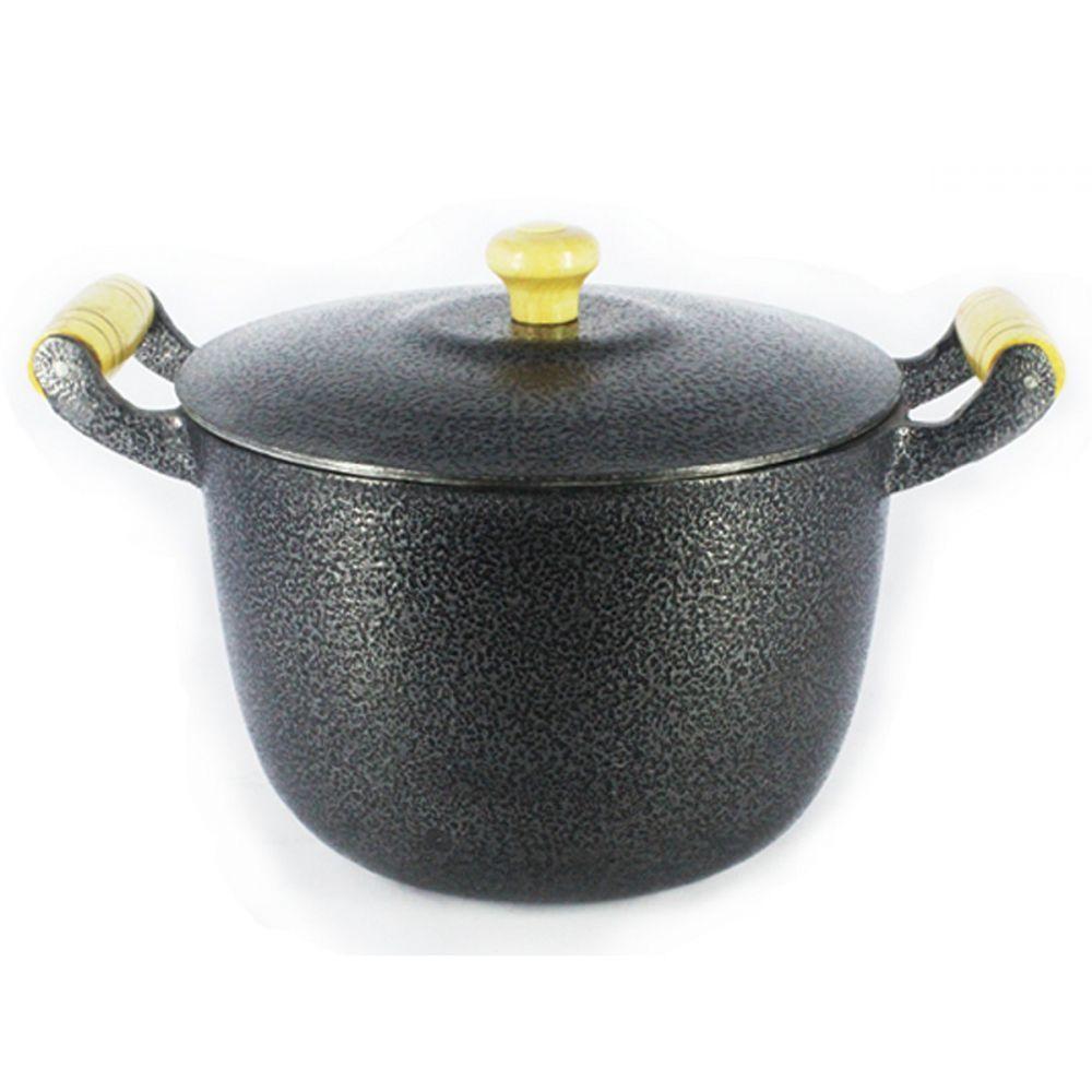 Caldeirão Alumínio Fundido Craqueado Alça de Madeira 14cm - 2