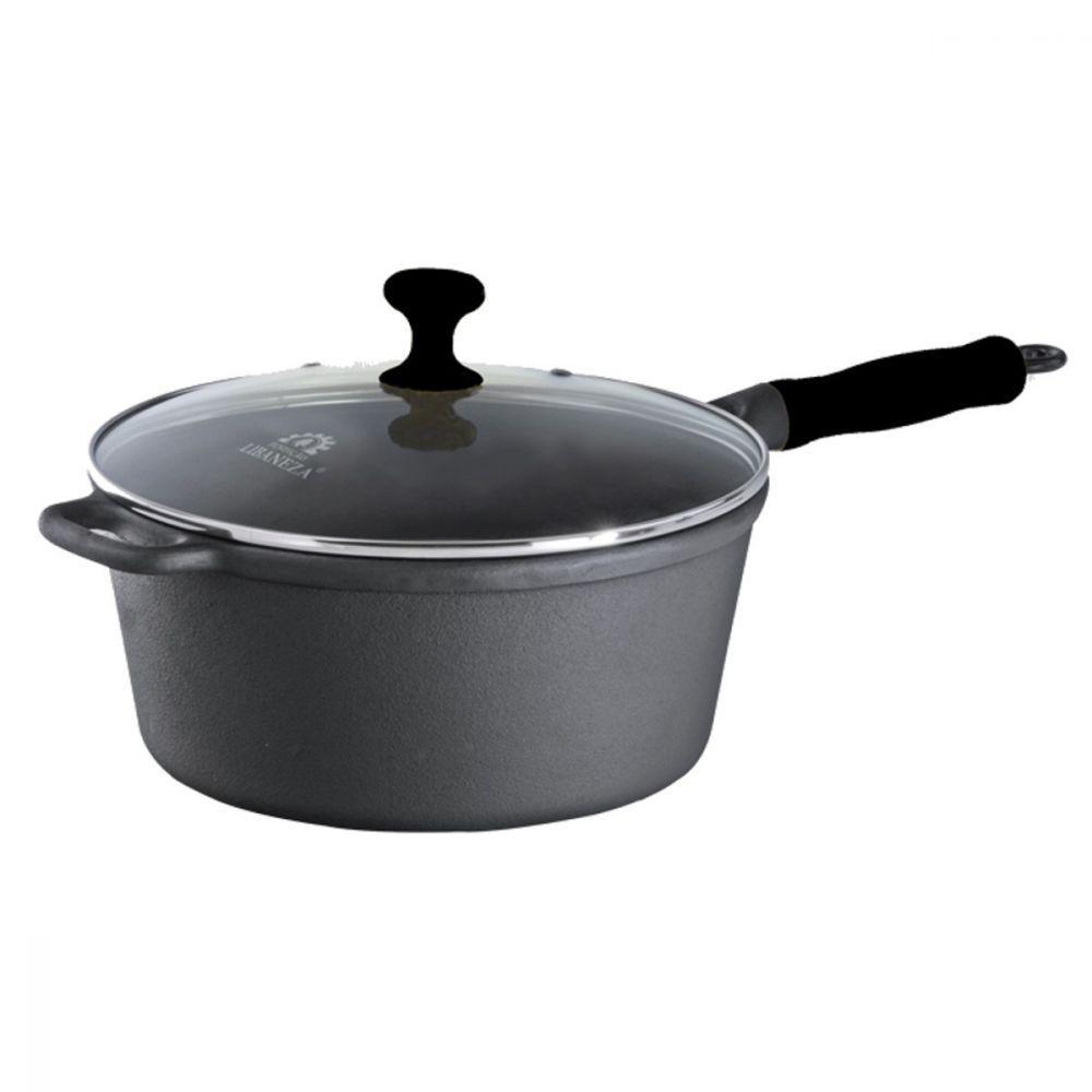 Caçarola Ferro Preto Tampa Vidro 1L 24cm - 1