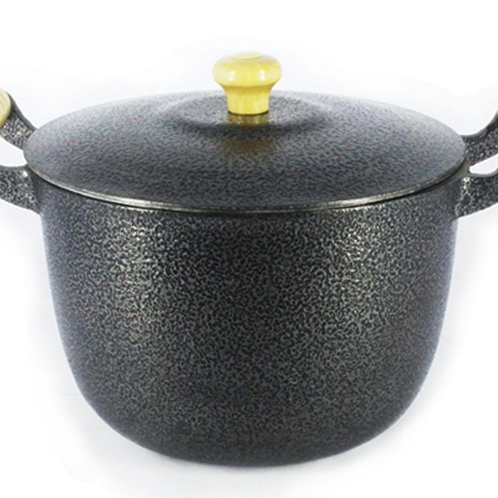 Caldeirão Alumínio Fundido Craqueado Alça de Madeira 28cm - 1