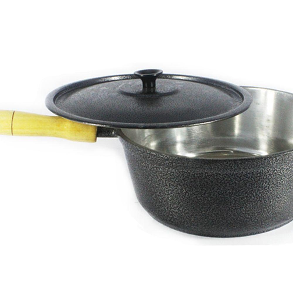 Caçarola Panela de Alumínio Craqueada Cabo de Madeira 18cm - 1