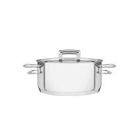 Caçarola Brava Rasa Em Aço Inox Fundo Triplo Com Tampa Plana E Alças 20 Cm 2,9 L - 1