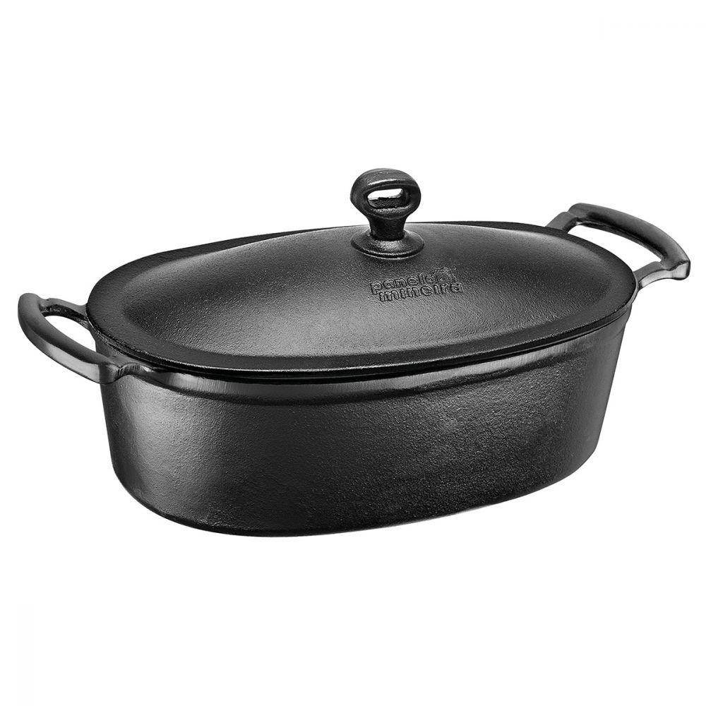 Caçarola Oval com Alça e Tampa de Ferro 2,5 L Panela Mineira - 1
