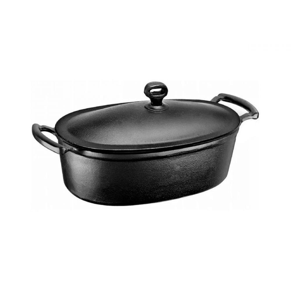 Caçarola de Ferro Fundido Oval com Alça Tampa de Ferro 5,0 L - 2