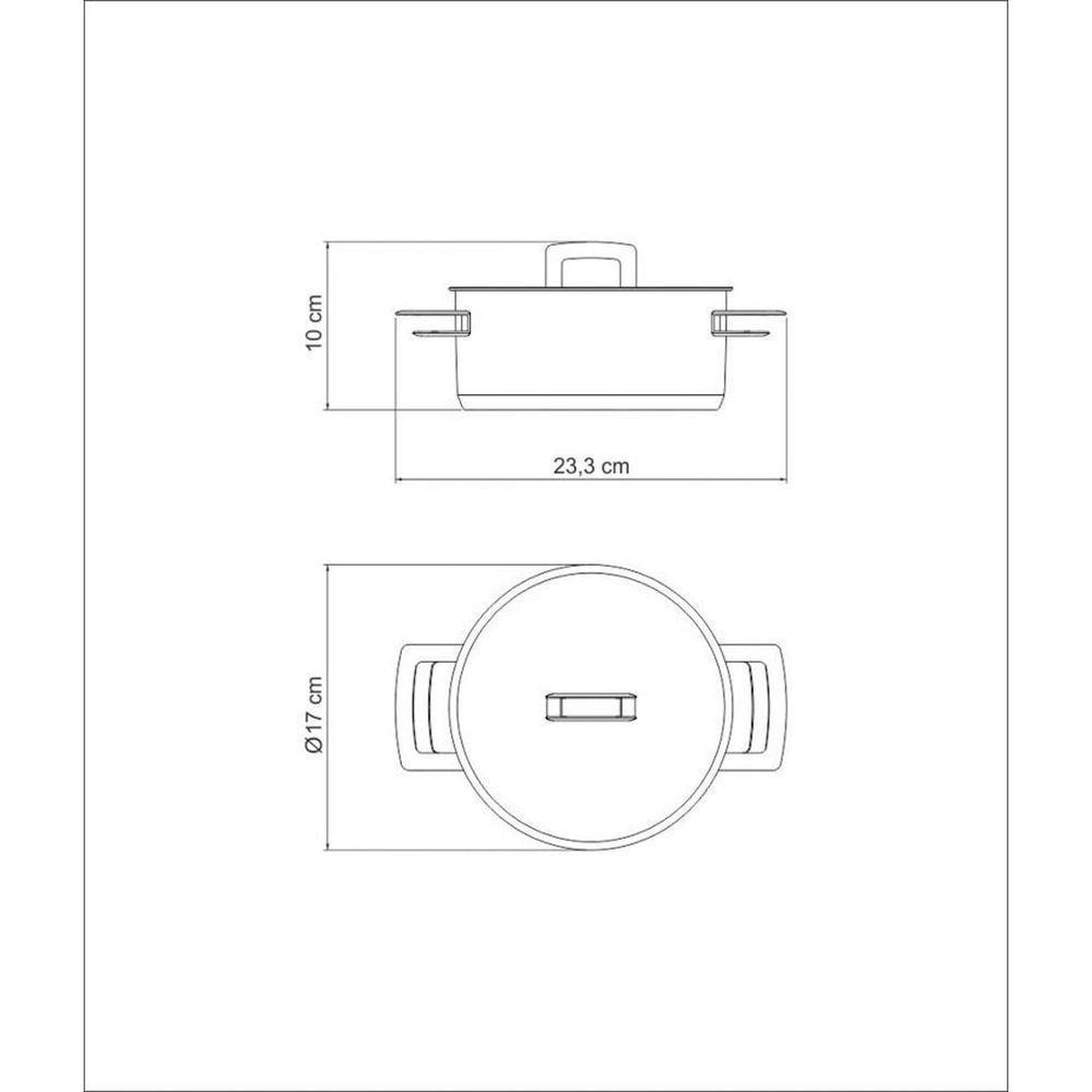 Caçarola Brava Rasa Em Aço Inox Fundo Triplo Com Tampa Plana E Alças 16 Cm 1,4 L - 6