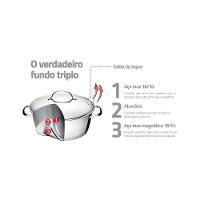 Caçarola Rasa Tramontina Allegra Em Aço Inox Com Fundo Triplo 22 Cm 3,3 L Tramontina. - 6