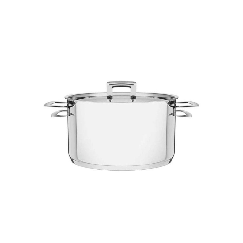 Caçarola Brava Funda Em Aço Inox Fundo Triplo Com Tampa Plana E Alças 20 Cm 3,6 L - 1