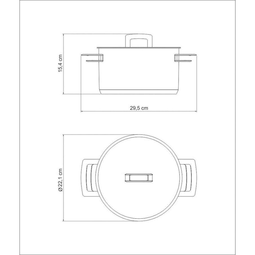 Caçarola Brava Funda Em Aço Inox Fundo Triplo Com Tampa Plana E Alças 20 Cm 3,6 L - 10