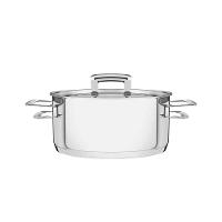 Caçarola Brava Rasa Em Aço Inox Fundo Triplo Com Tampa Plana E Alças 24 Cm 4,8 L - 1