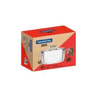 Caçarola Brava Rasa Em Aço Inox Fundo Triplo Com Tampa Plana E Alças 24 Cm 4,8 L - 3