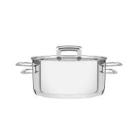 Caçarola Brava Rasa Em Aço Inox Fundo Triplo Com Tampa Plana E Alças 24 Cm 4,8 L - 7