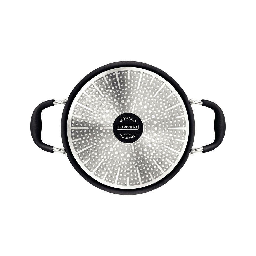 Caçarola Mônaco Induction Alumínio Revestimento Antiaderente Starflon Preto 24 Cm 4,5 L - 4