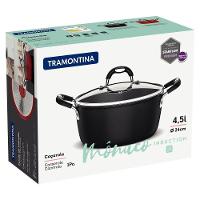 Caçarola Mônaco Induction Alumínio Revestimento Antiaderente Starflon Preto 24 Cm 4,5 L - 2