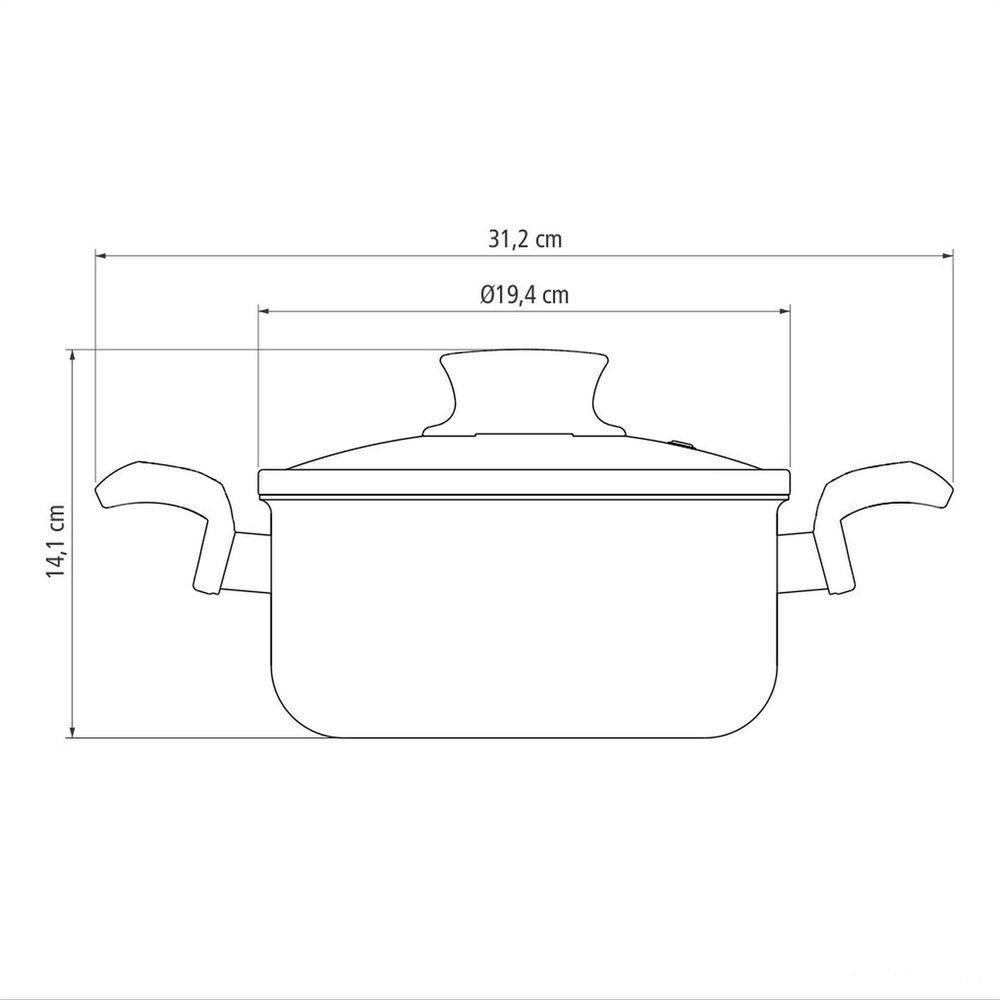 Caçarola Paris Antiaderente Starflon Max Vermelho Com Tampa De Vidro 18 Cm 2,1 L - 6
