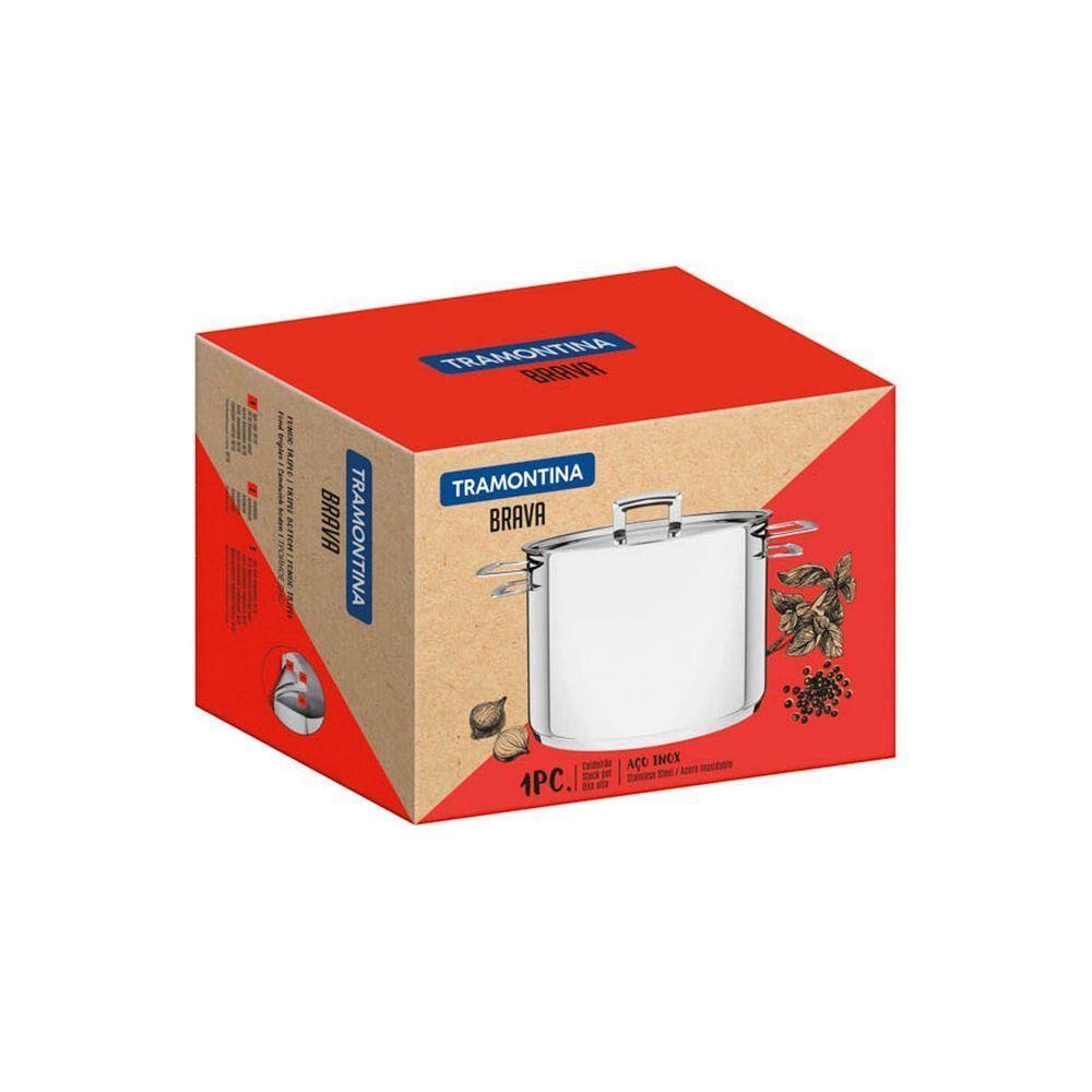 Caldeirão Brava Tramontina Em Aço Inox Fundo Triplo Com Tampa Plana E Alças 20 Cm 4,6 L Tramontina - 3