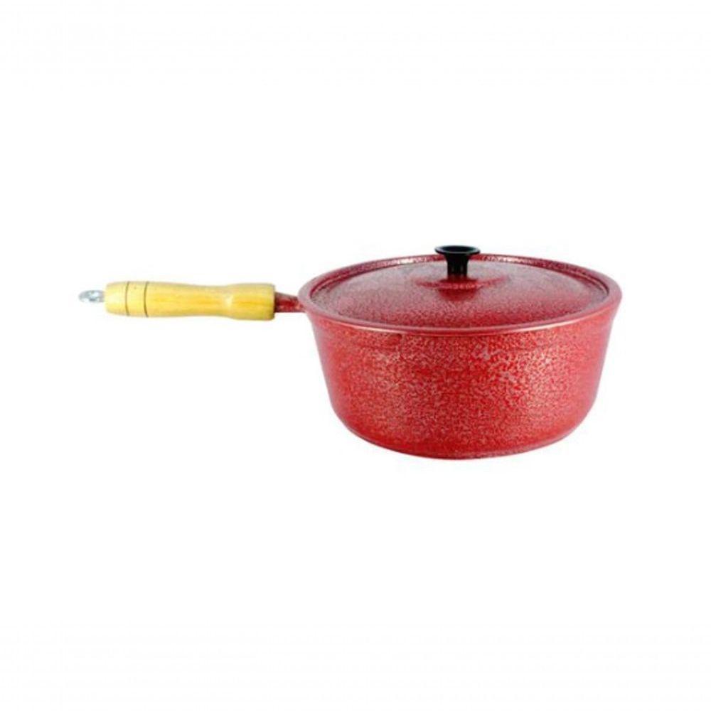 Caçarola De Alumínio Craqueada Cabo De Madeira 24Cm Vermelho - 2