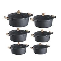 Jogo 6 Unidades Caçarolas Ferro E Alça Madeira - 1