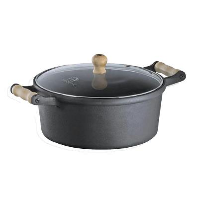 Caçarola Alça De Madeira Tampa De Vidro 4,1 Litros 24Cm