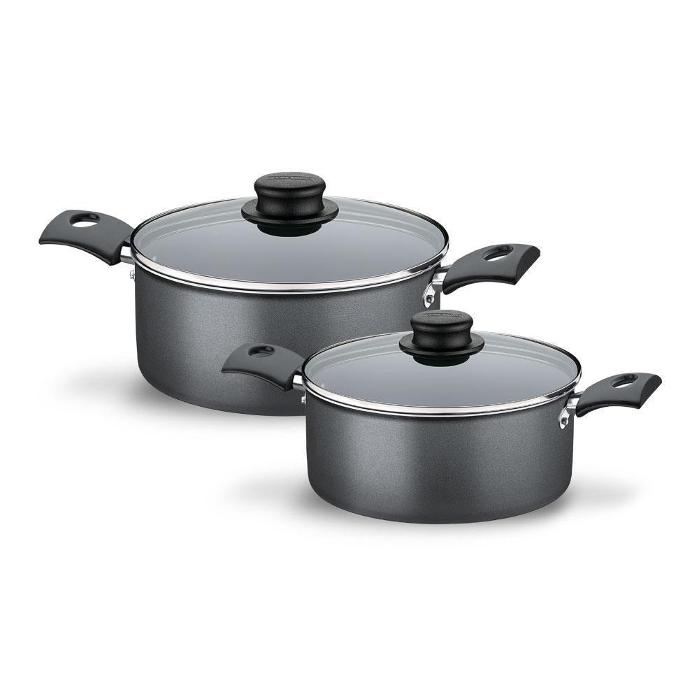 Jogo De Caçarolas Turim 2 Peças Alumínio Antiaderente 18cm E 20cm Chumbo Ptc - Tramontina - 1