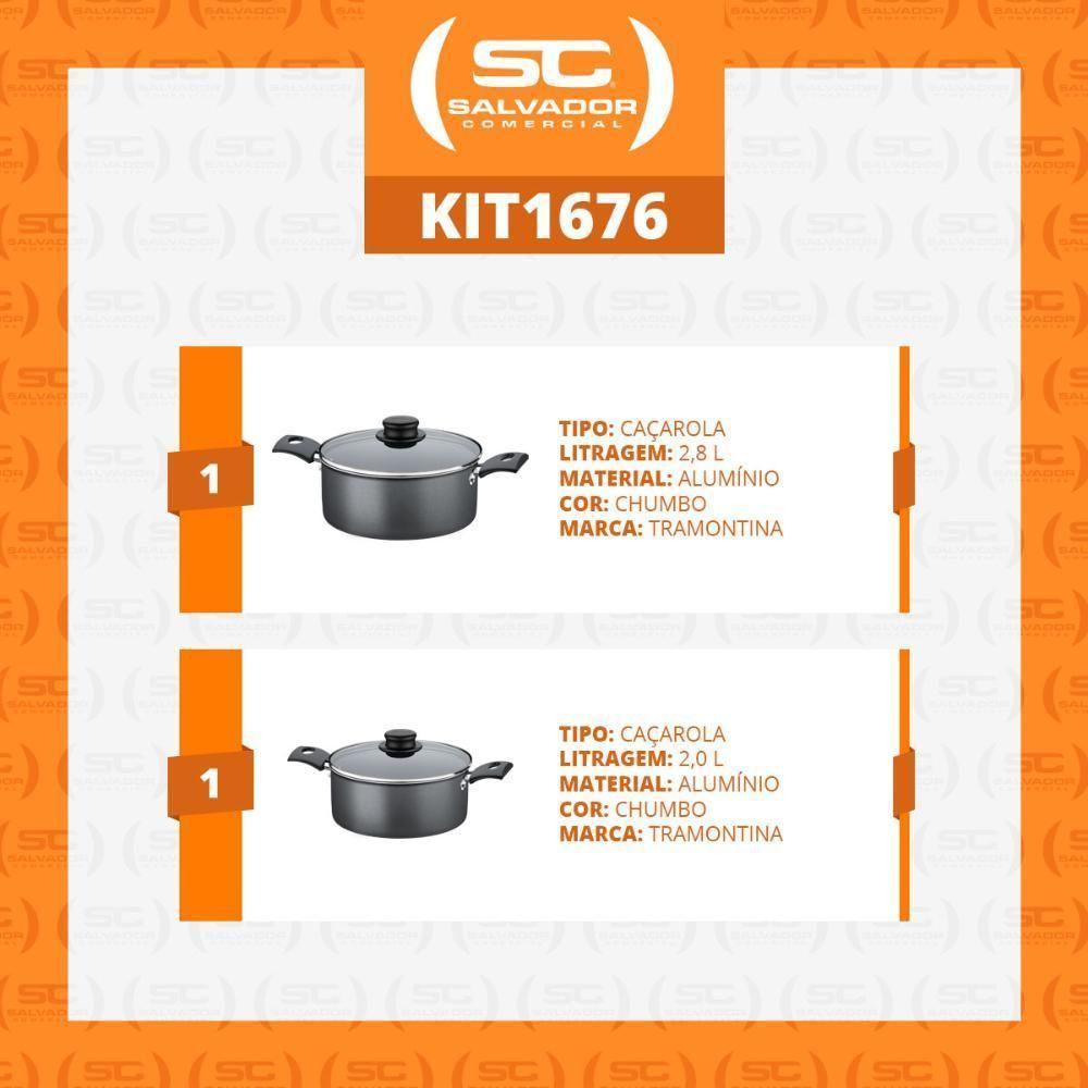 Jogo De Caçarolas Turim 2 Peças Alumínio Antiaderente 18cm E 20cm Chumbo Ptc - Tramontina - 5