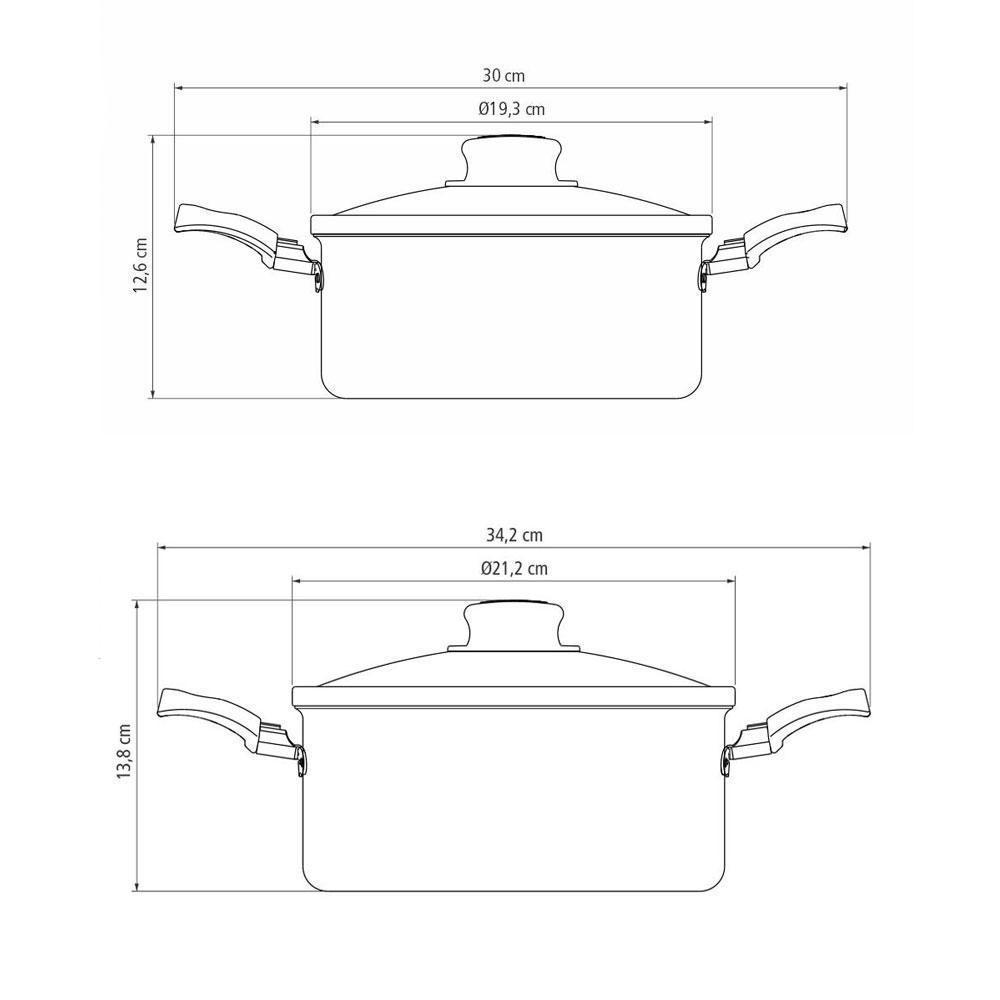 Jogo De Caçarolas Turim 2 Peças Alumínio Antiaderente 18cm E 20cm Chumbo Ptc - Tramontina - 6
