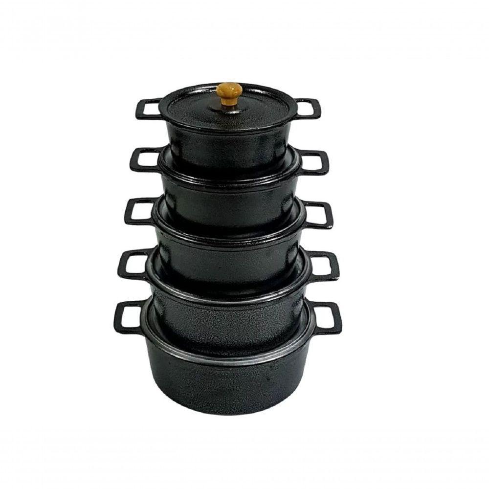 Jogo Caçarola Panela Craqueada Alça Alumínio 16 A 24 Preto - 1