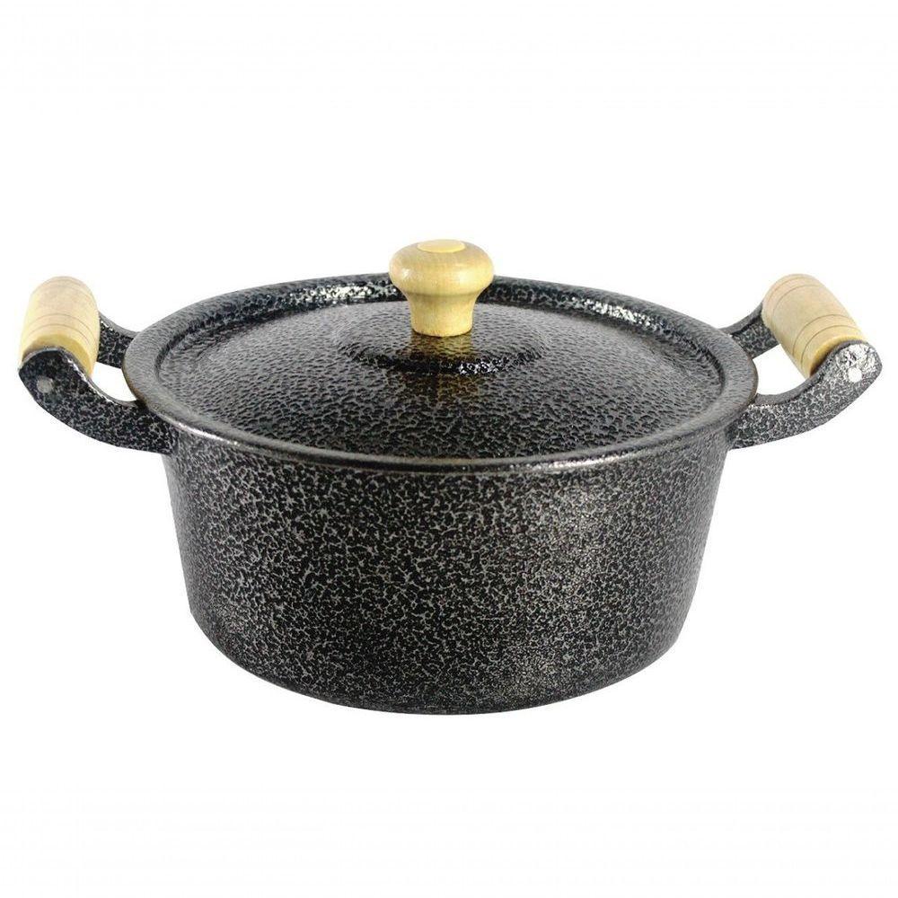 Caçarola Panela Reta Craqueada De Alumínio 18Cm Preto - 1