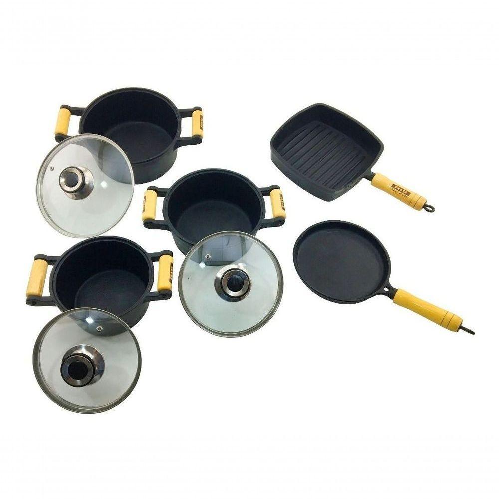 Jogo 3 Caçarolas Tampa Vidro, Tapioca E Cook Grill De Ferro. - 1