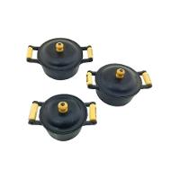 Jogo 3 Caçarolas De Ferro Fundido Alça Madeira Tampa Ferro. - 1