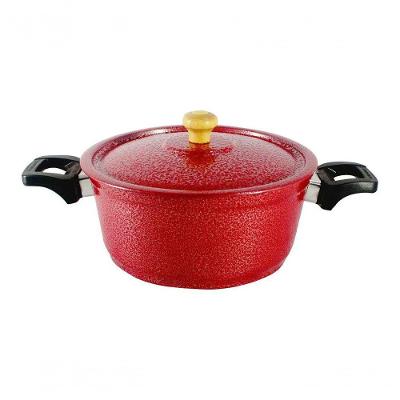 Caçarola De Alumínio Craqueada Alça Baquelite Vermelha 16Cm