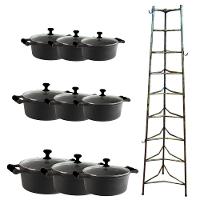 Jogo Caçarola De Silicone Preto T/V 16 Ao 32Cm E Paneleiro - 1