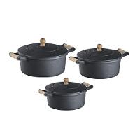 Jogo 3 Und Caçarolas Ferro E Alça Madeira 5,9, 7,6 E 9,8 L. - 1