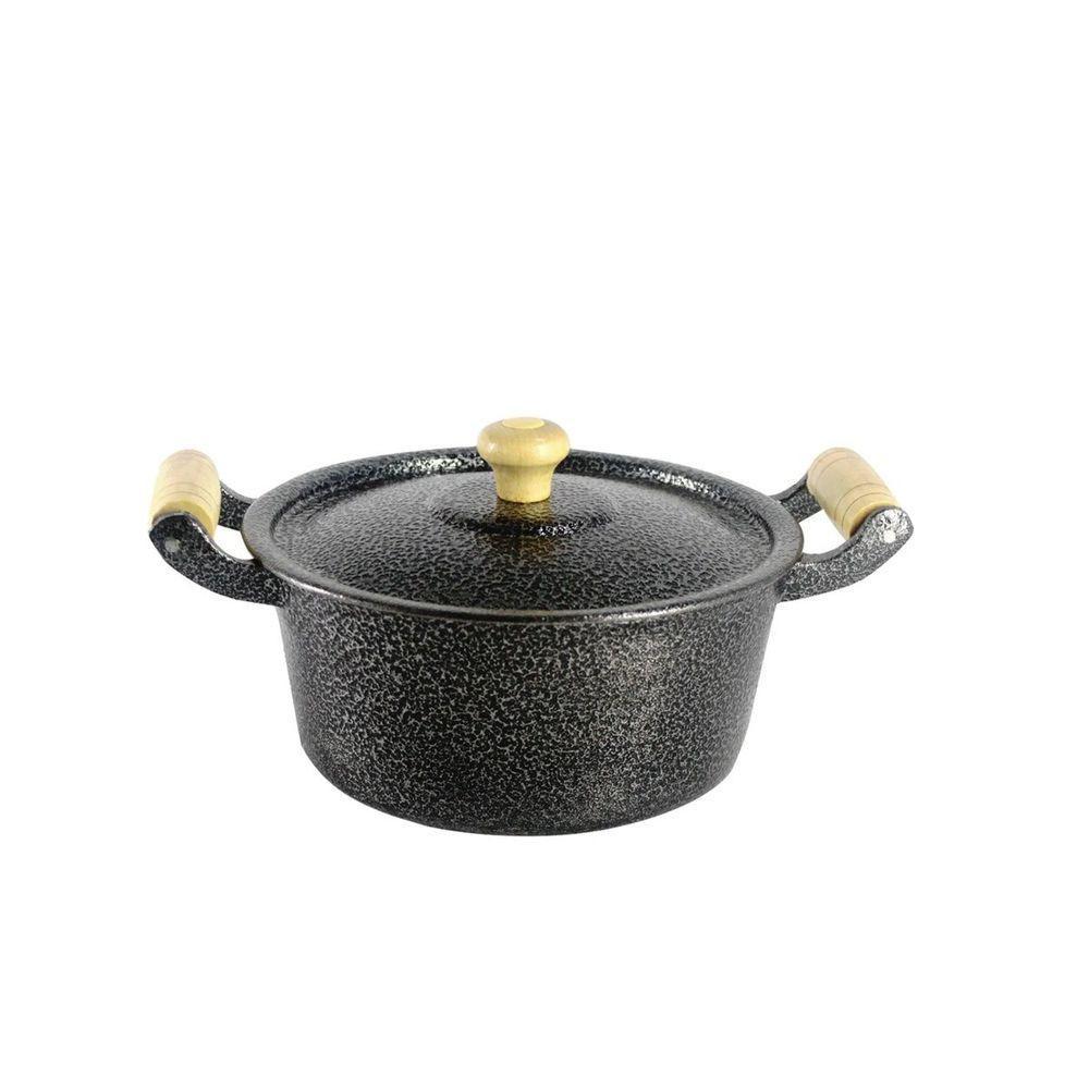 Caçarola Panela Reta Craqueada De Alumínio 34Cm Preto - 1