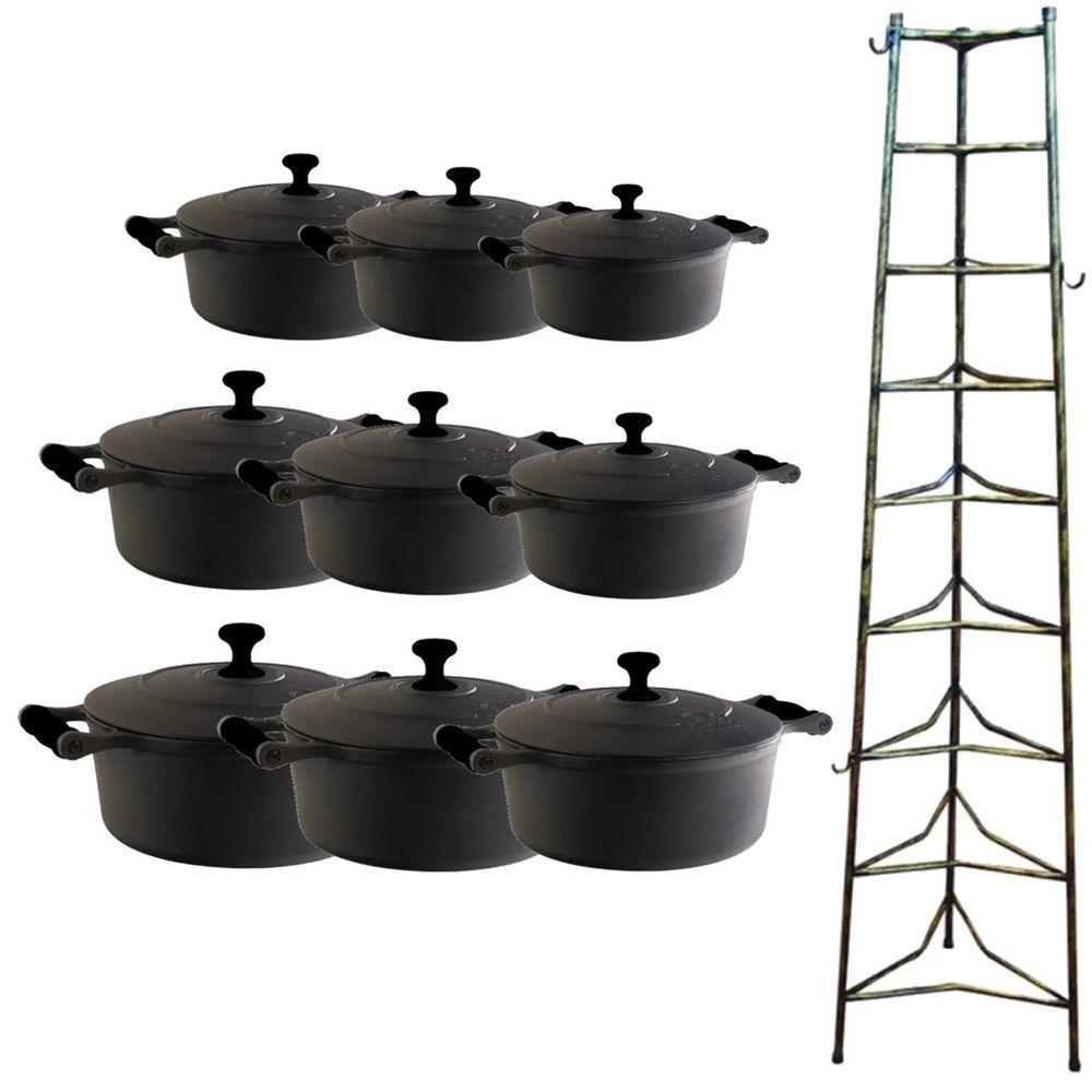 Jogo Caçarola De Silicone Preto T/F 16 Ao 32Cm E Paneleiro - 1