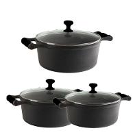 Jogo Caçarola De Ferro Alça De Silicone Preto 16, 18 E 20Cm. - 1