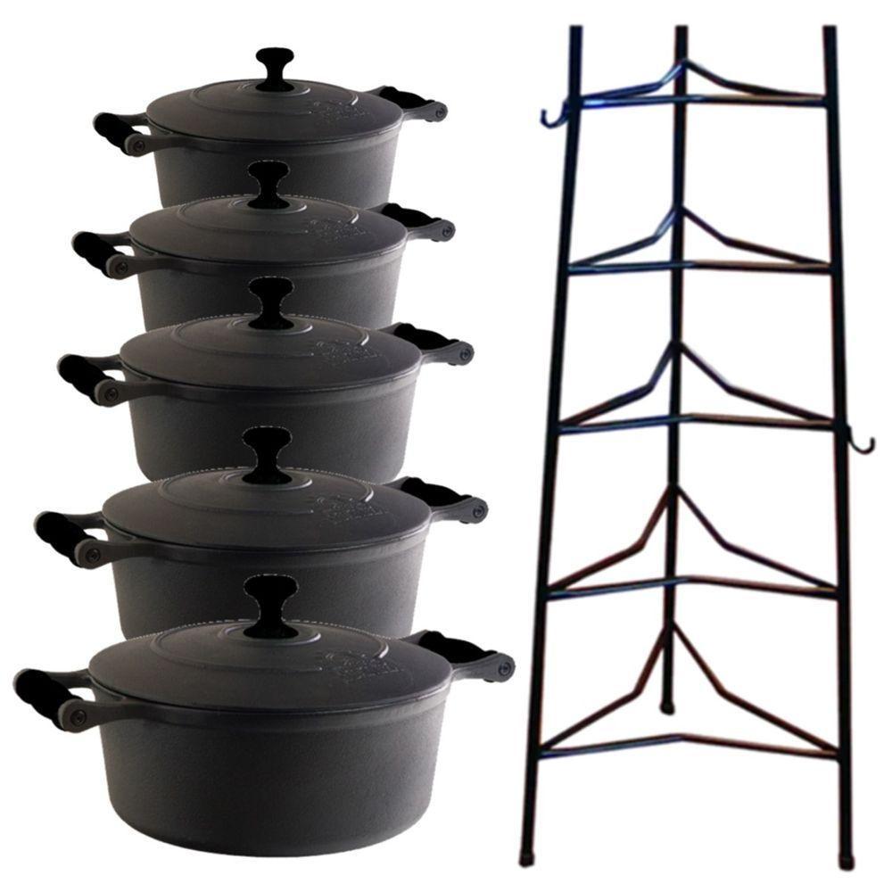 Jogo Caçarola Silicone Preto T/F 16 Ao 24Cm E Paneleiro - 1