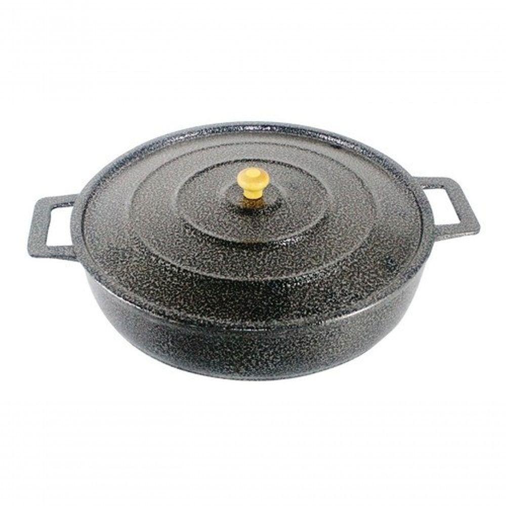 Frigideira Panela Alça De Alumínio Fundido Craqueada Preta - 1