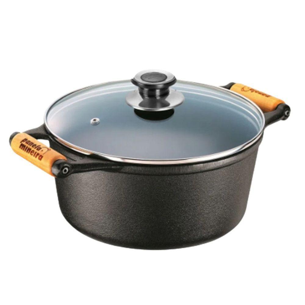 Panela Mineira De Ferro Fundido 3 Litros Com Tampa De Vidro - 1