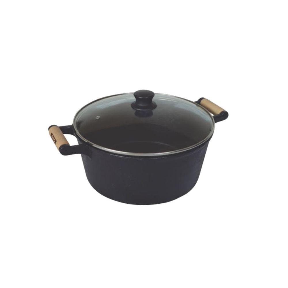 Caçarola De Ferro Fundido 2 Alcas Tampa De Vidro 10,8 Lt - 1
