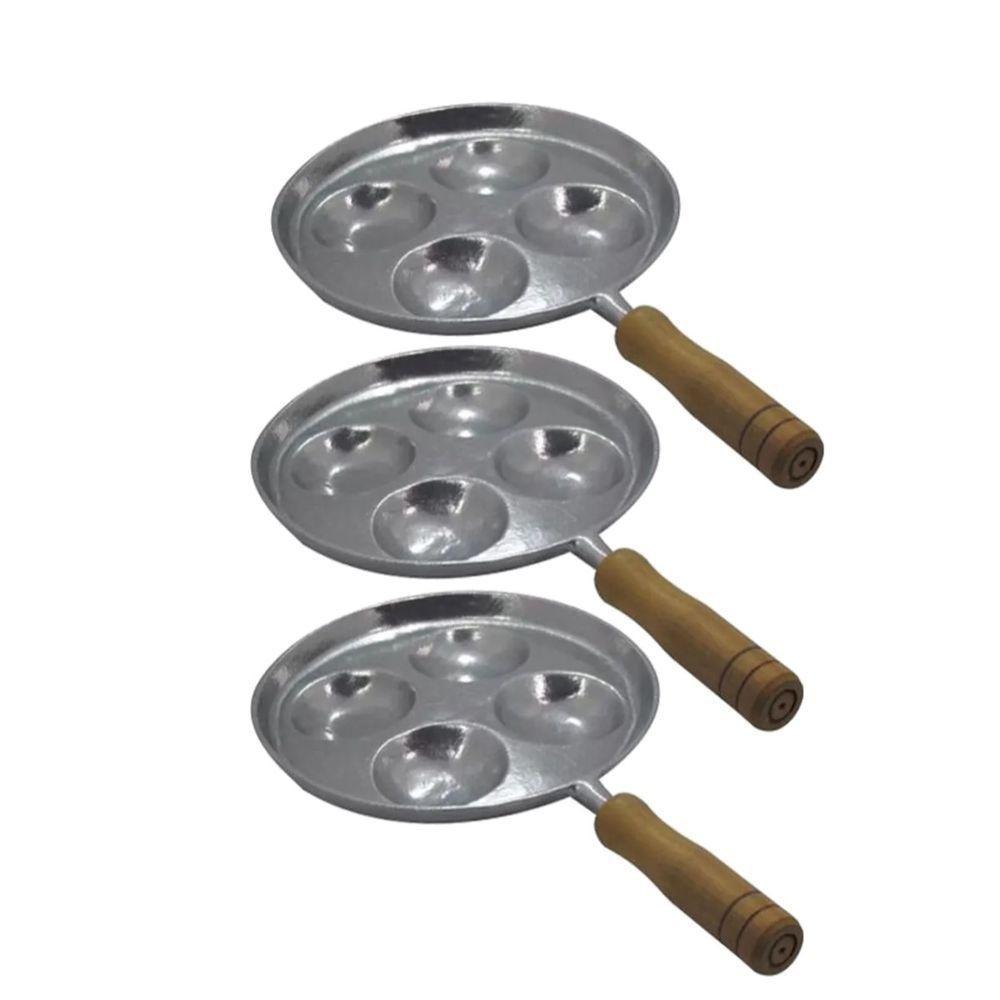 Kit 3 Frigideiras Multi-Ovo Frita 4 Ovos Em Alumínio Batido - 1