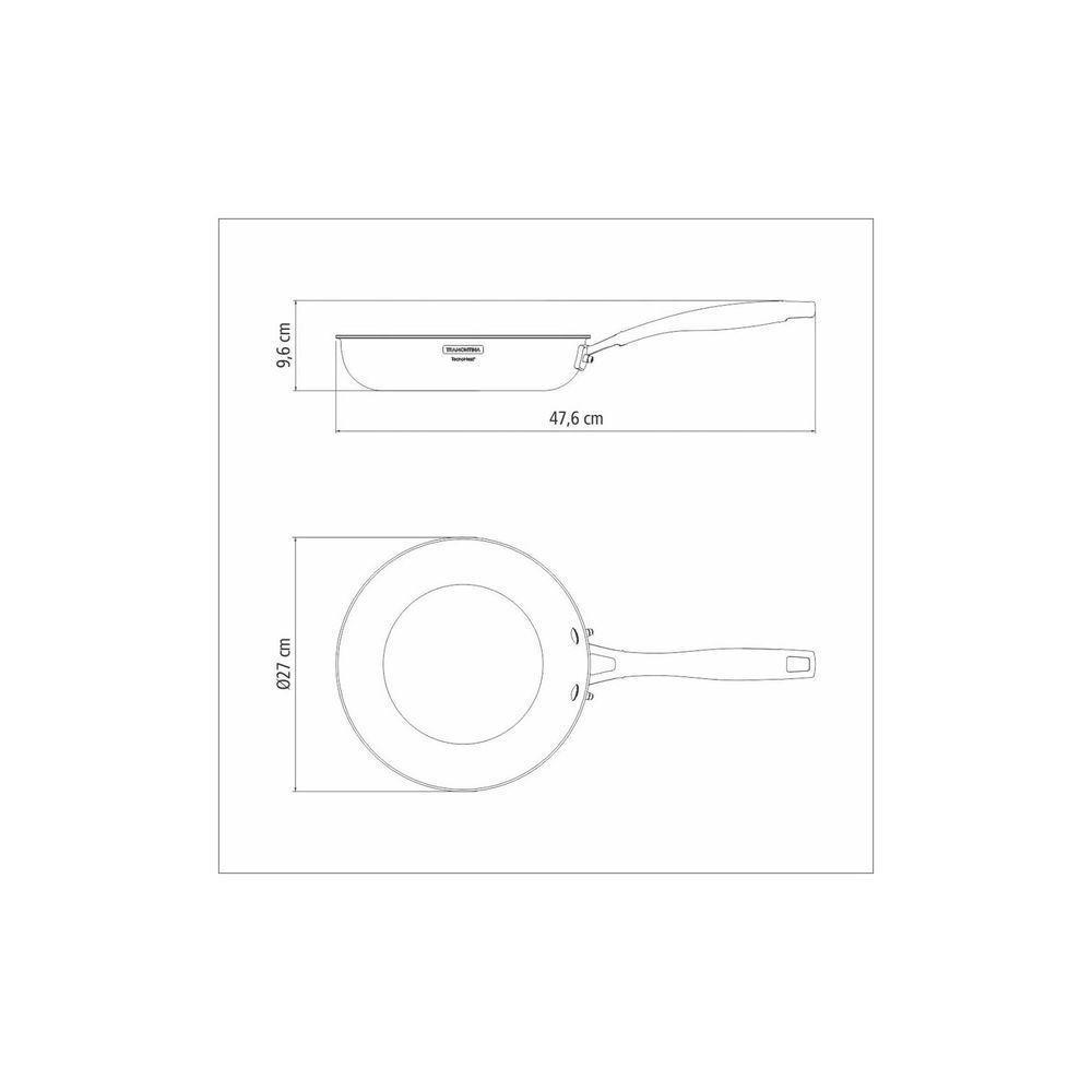 Frigideira Grano Aço Inox Corpo Triplo Revestimento Interno Antiaderente Cabo 26 Cm 2,2 L - 4