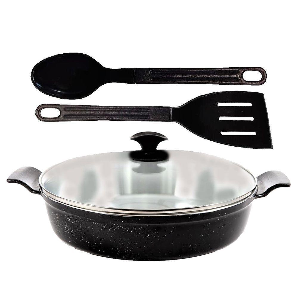 Frigideira Preto Liso Alumínio Usinado Talher 02 Aa 30cm - 1